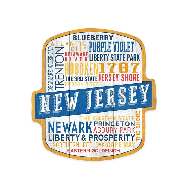 New Jersey, Rustic Typography, Contour, Vinyl Sticker Sticker Lantern Press 