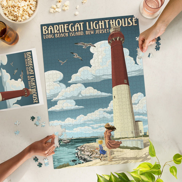 New Jersey Shore, Barnegat Lighthouse, Jigsaw Puzzle Puzzle Lantern Press 