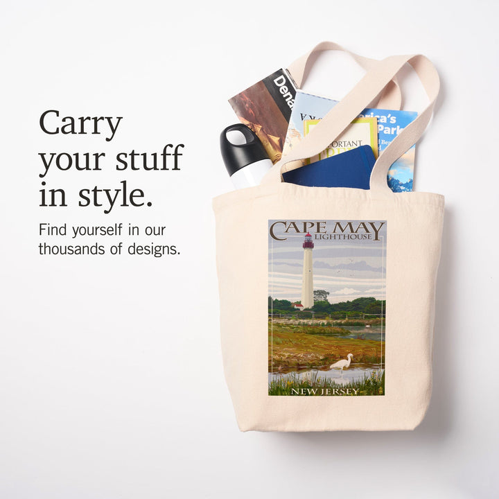 New Jersey Shore, Cape May Lighthouse, Tote Bag Totes Lantern Press 