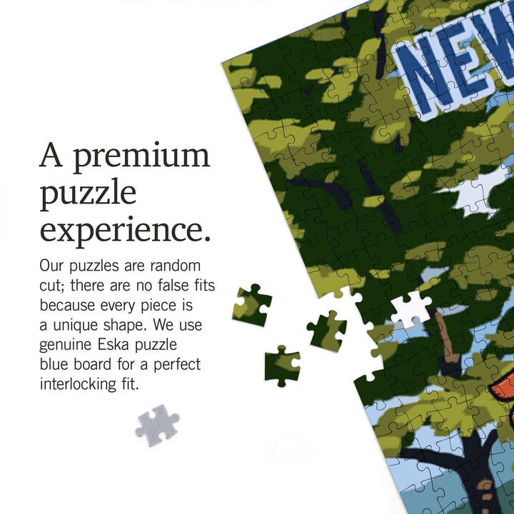 New Jersey, Signpost, Lake and Flowers, Jigsaw Puzzle Puzzle Lantern Press 