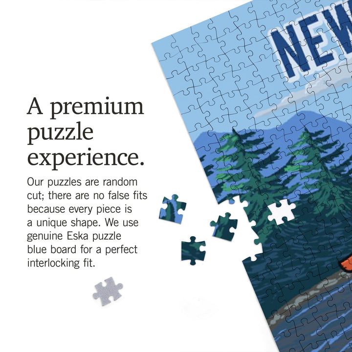 New Jersey, Signpost, River, Jigsaw Puzzle Puzzle Lantern Press 
