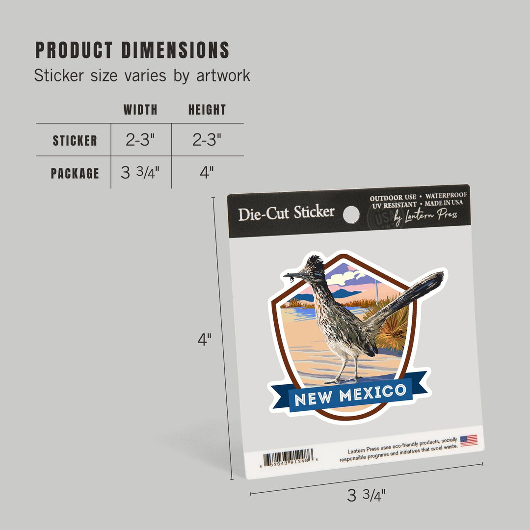 New Mexico, Bird, Contour, Vinyl Sticker Sticker Lantern Press 