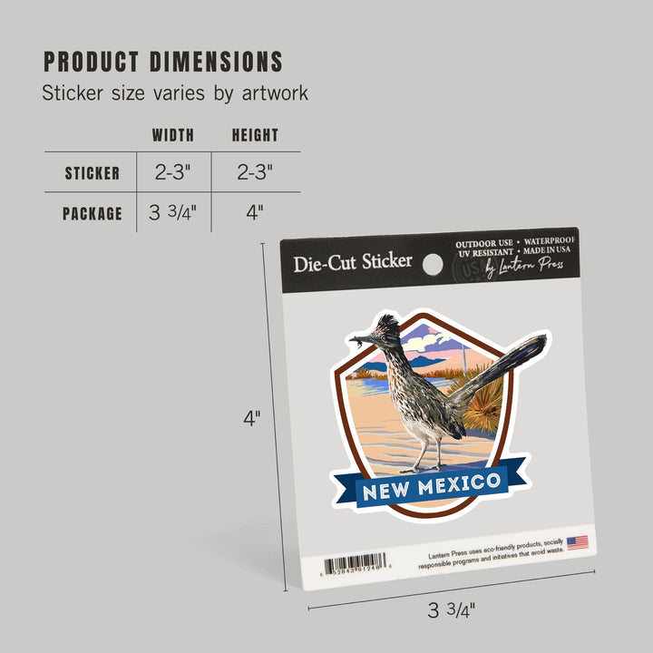 New Mexico, Bird, Contour, Vinyl Sticker Sticker Lantern Press 