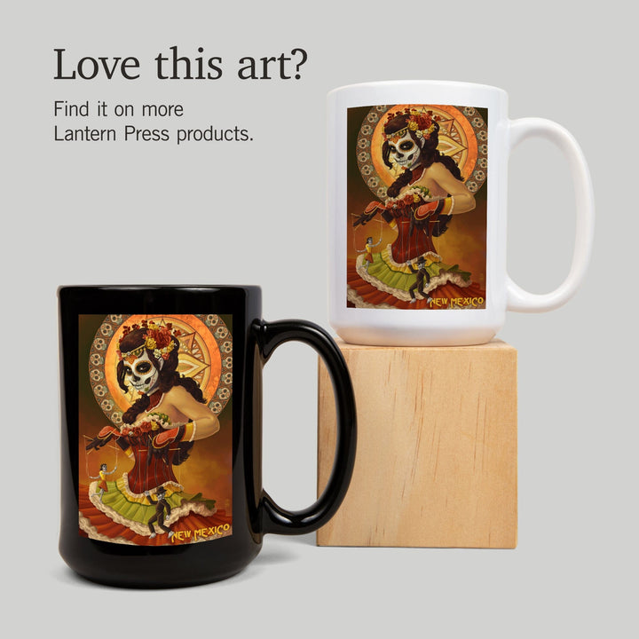 New Mexico, Day of the Dead Marionettes, Lantern Press Artwork, Ceramic Mug Mugs Lantern Press 