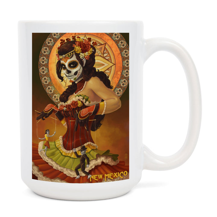 New Mexico, Day of the Dead Marionettes, Lantern Press Artwork, Ceramic Mug Mugs Lantern Press 