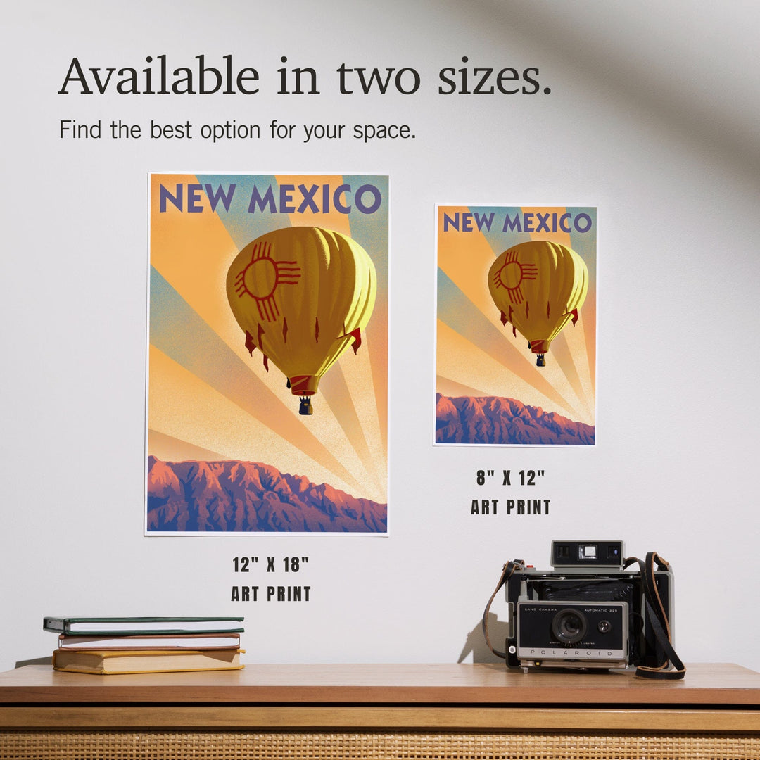 New Mexico, Hot Air Balloon, Lithography, Art & Giclee Prints Art Lantern Press 