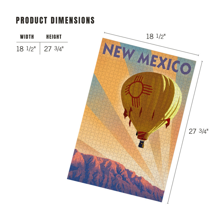 New Mexico, Hot Air Balloon, Lithography, Jigsaw Puzzle Puzzle Lantern Press 
