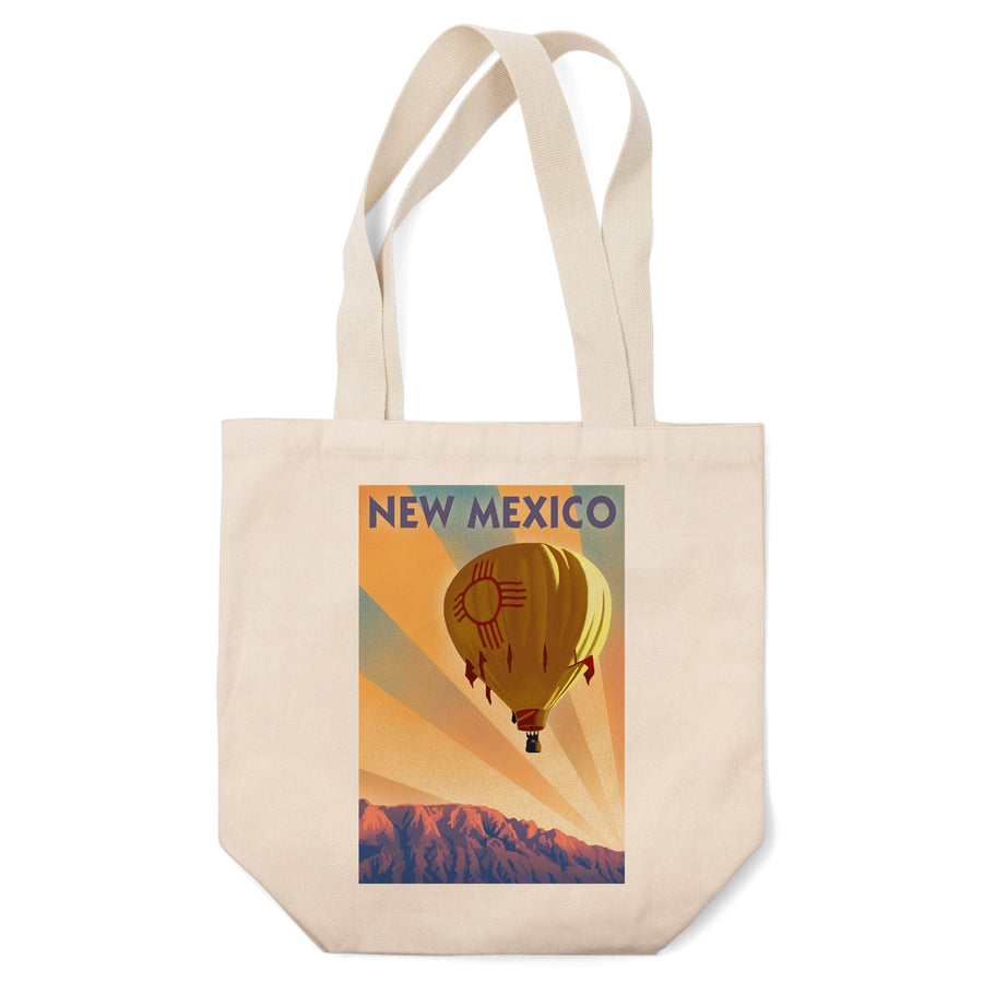 New Mexico, Hot Air Balloon, Lithography, Lantern Press Artwork, Tote Bag Totes Lantern Press 