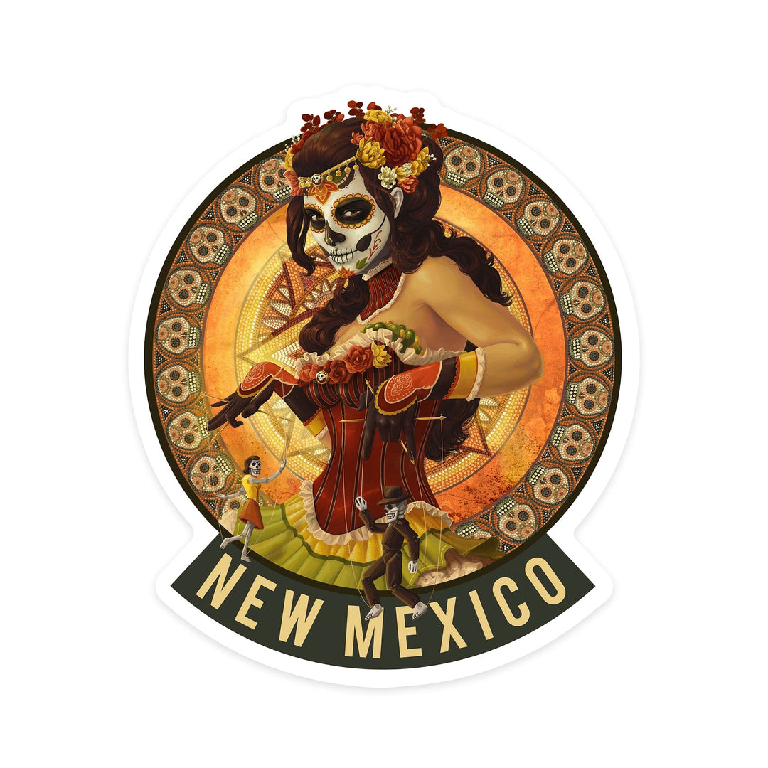 New Mexico, Marionettes, Contour, Lantern Press Artwork, Vinyl Sticker Sticker Lantern Press 