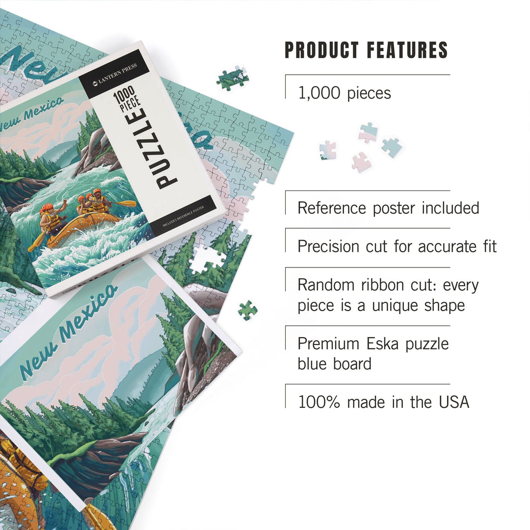 New Mexico, Seek Adventure, River Rafting, Evergreens, Jigsaw Puzzle Puzzle Lantern Press 