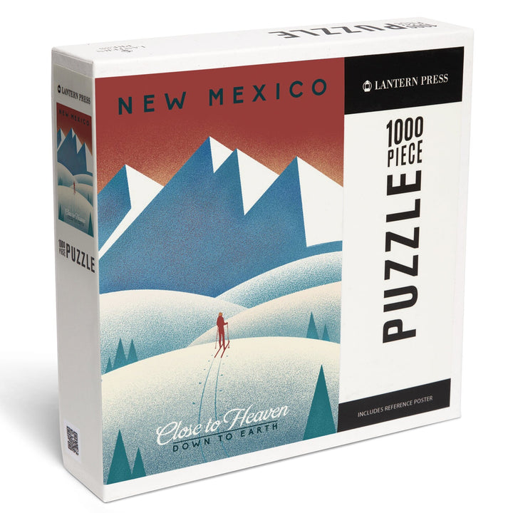 New Mexico, Skier In the Mountains, Litho, Jigsaw Puzzle Puzzle Lantern Press 