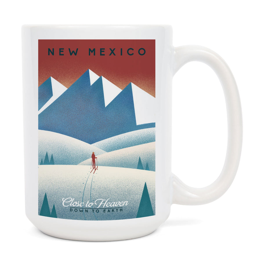 New Mexico, Skier In the Mountains, Litho, Lantern Press Artwork, Ceramic Mug Mugs Lantern Press 