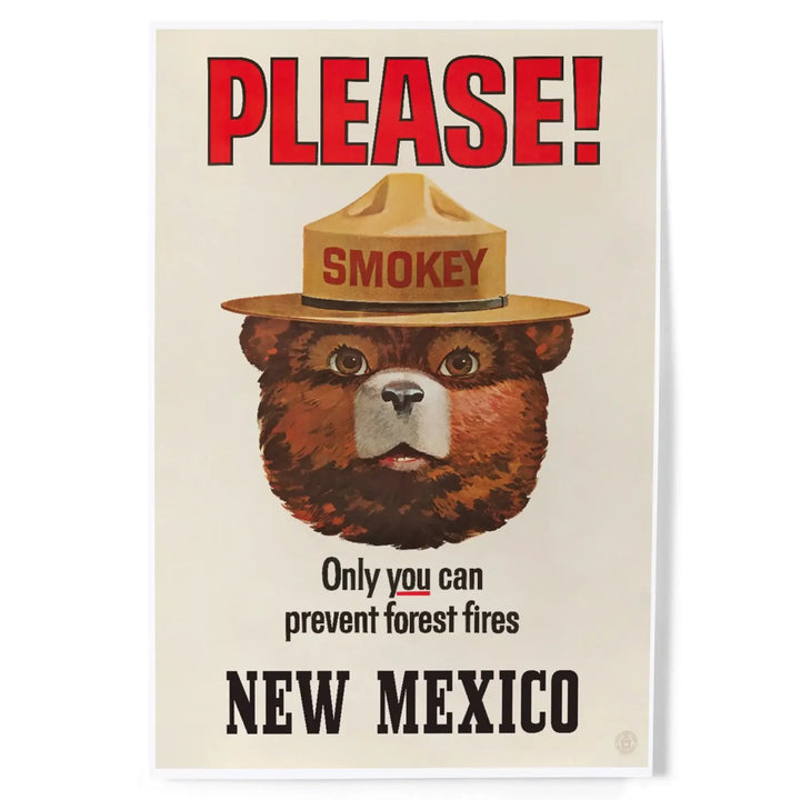 New Mexico, Smokey Bear, Only You Can Prevent Forest Fires, Vintage Poster, Art & Giclee Prints Art Lantern Press 12 x 18 Art Print 
