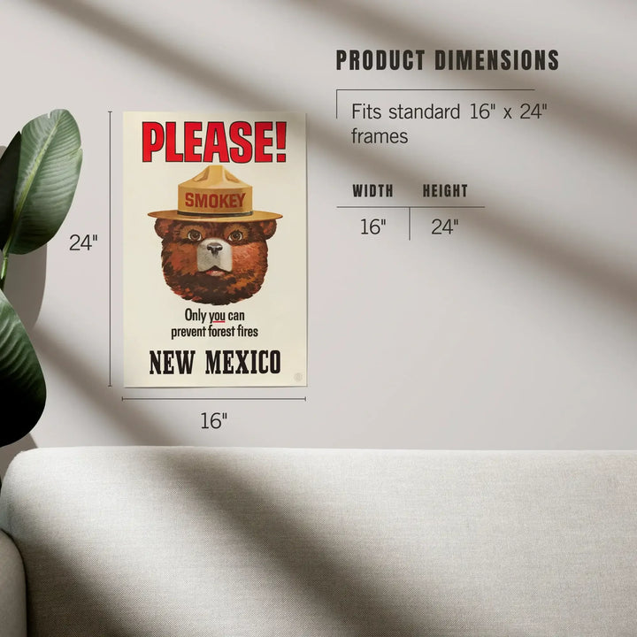 New Mexico, Smokey Bear, Only You Can Prevent Forest Fires, Vintage Poster, Art & Giclee Prints Art Lantern Press 