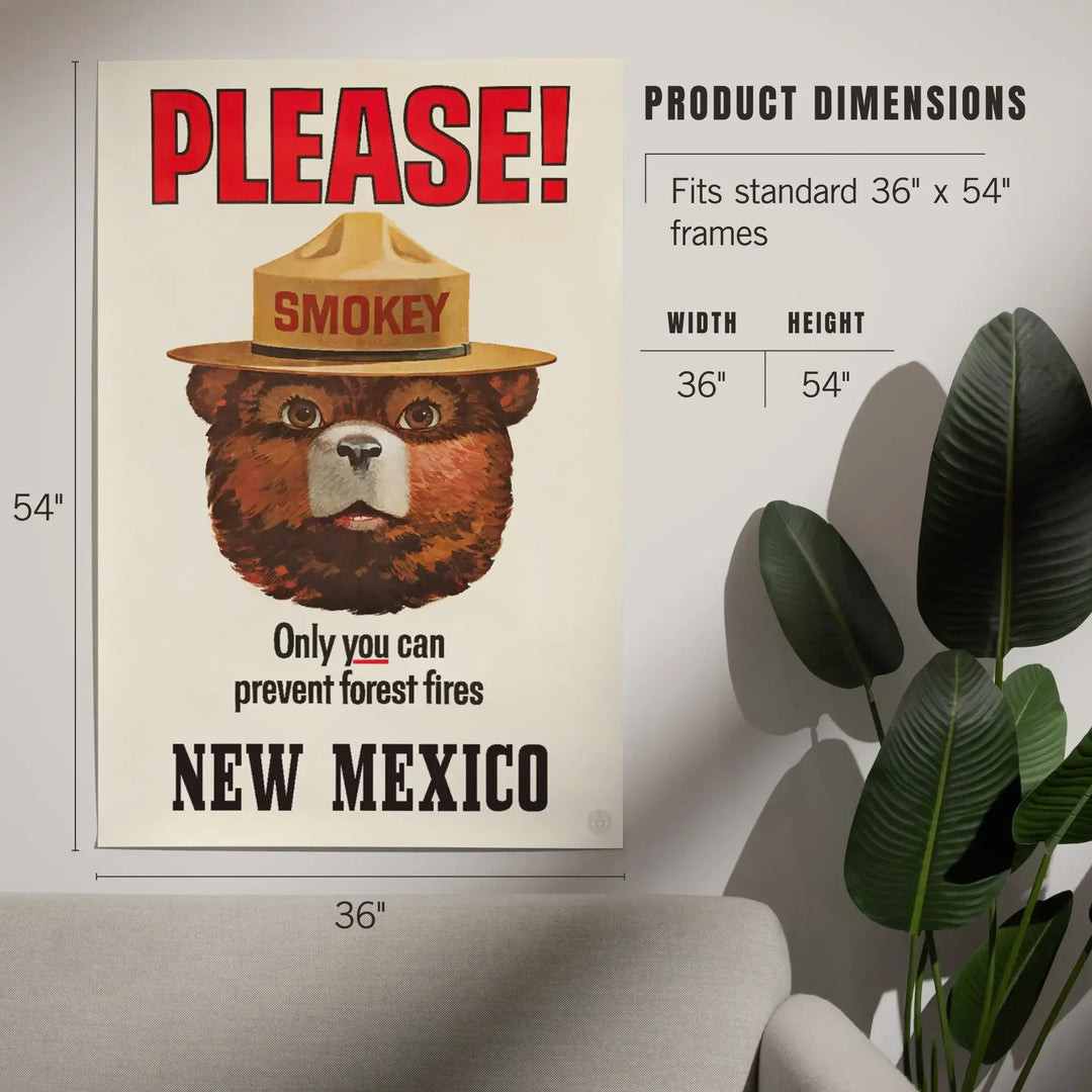 New Mexico, Smokey Bear, Only You Can Prevent Forest Fires, Vintage Poster, Art & Giclee Prints Art Lantern Press 