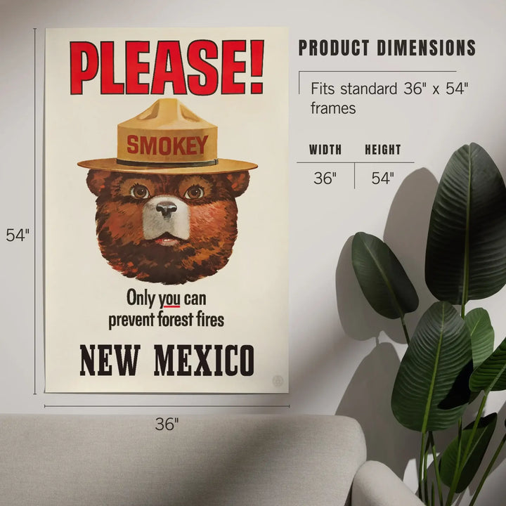 New Mexico, Smokey Bear, Only You Can Prevent Forest Fires, Vintage Poster, Art & Giclee Prints Art Lantern Press 