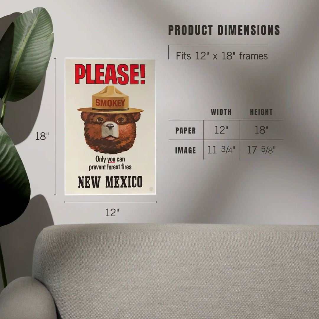 New Mexico, Smokey Bear, Only You Can Prevent Forest Fires, Vintage Poster, Art & Giclee Prints Art Lantern Press 