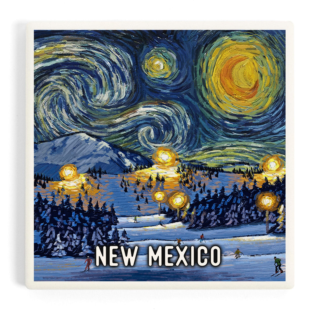 New Mexico, Starry Night, Ski, Coasters Coasters Lantern Press 
