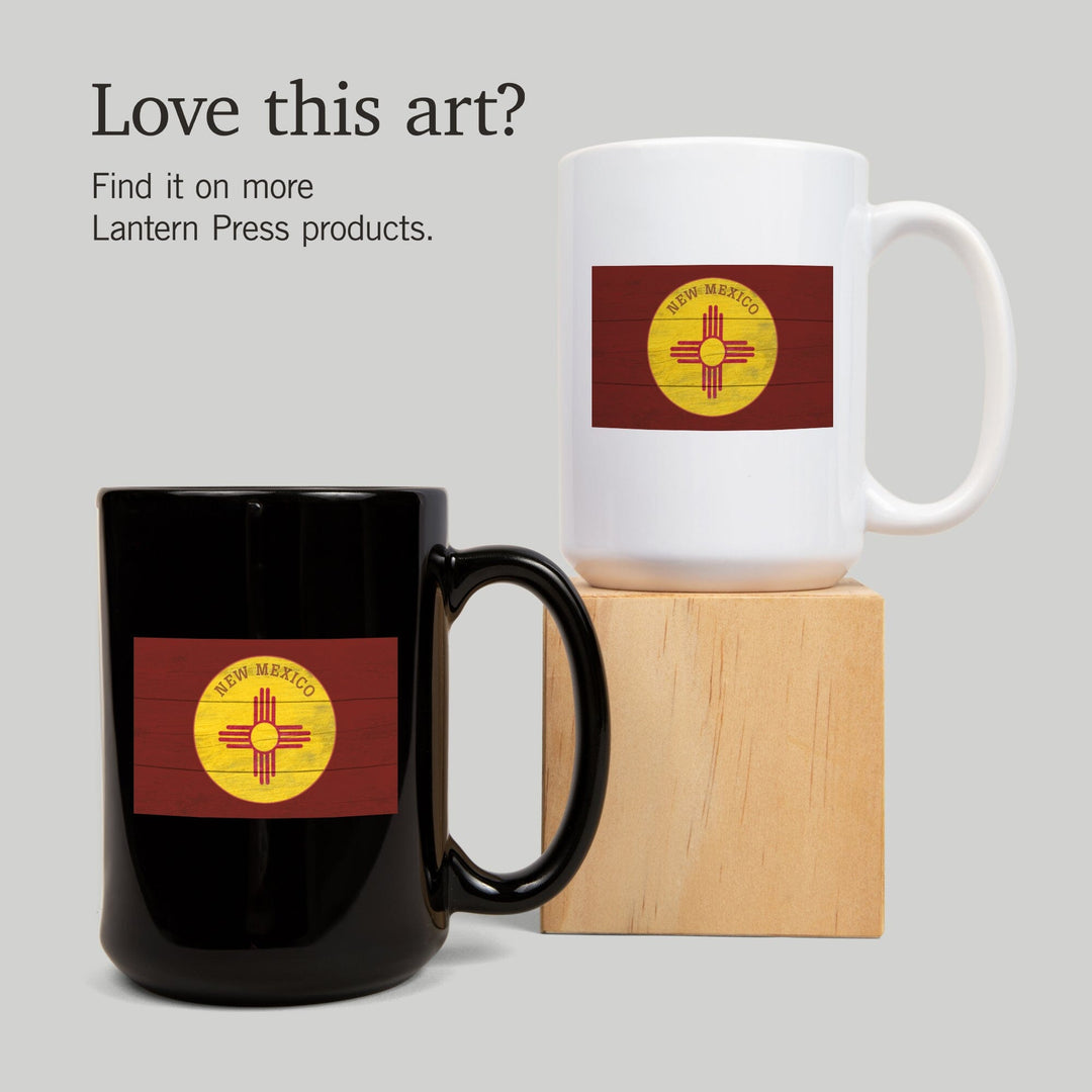 New Mexico, State Flag, Rustic Painting, Contour, Lantern Press Artwork, Ceramic Mug Mugs Lantern Press 