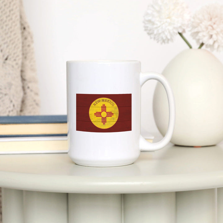 New Mexico, State Flag, Rustic Painting, Contour, Lantern Press Artwork, Ceramic Mug Mugs Lantern Press 