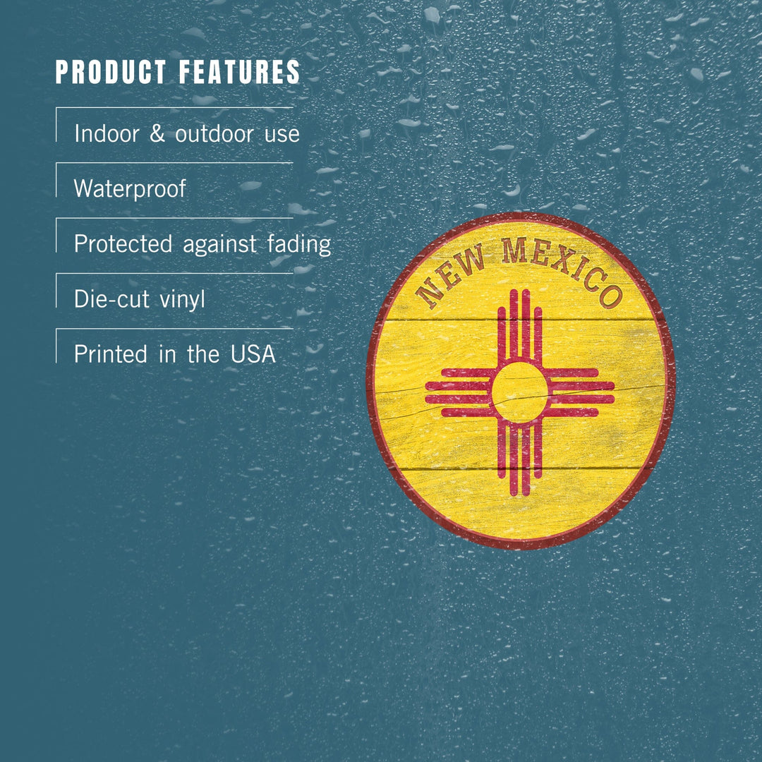 New Mexico, State Flag, Rustic Painting, Contour, Lantern Press Artwork, Vinyl Sticker Sticker Lantern Press 