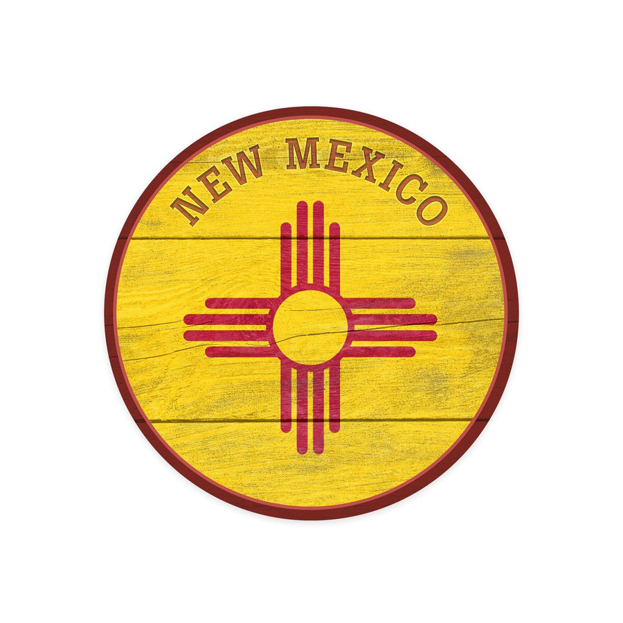 New Mexico, State Flag, Rustic Painting, Contour, Lantern Press Artwork, Vinyl Sticker Sticker Lantern Press 