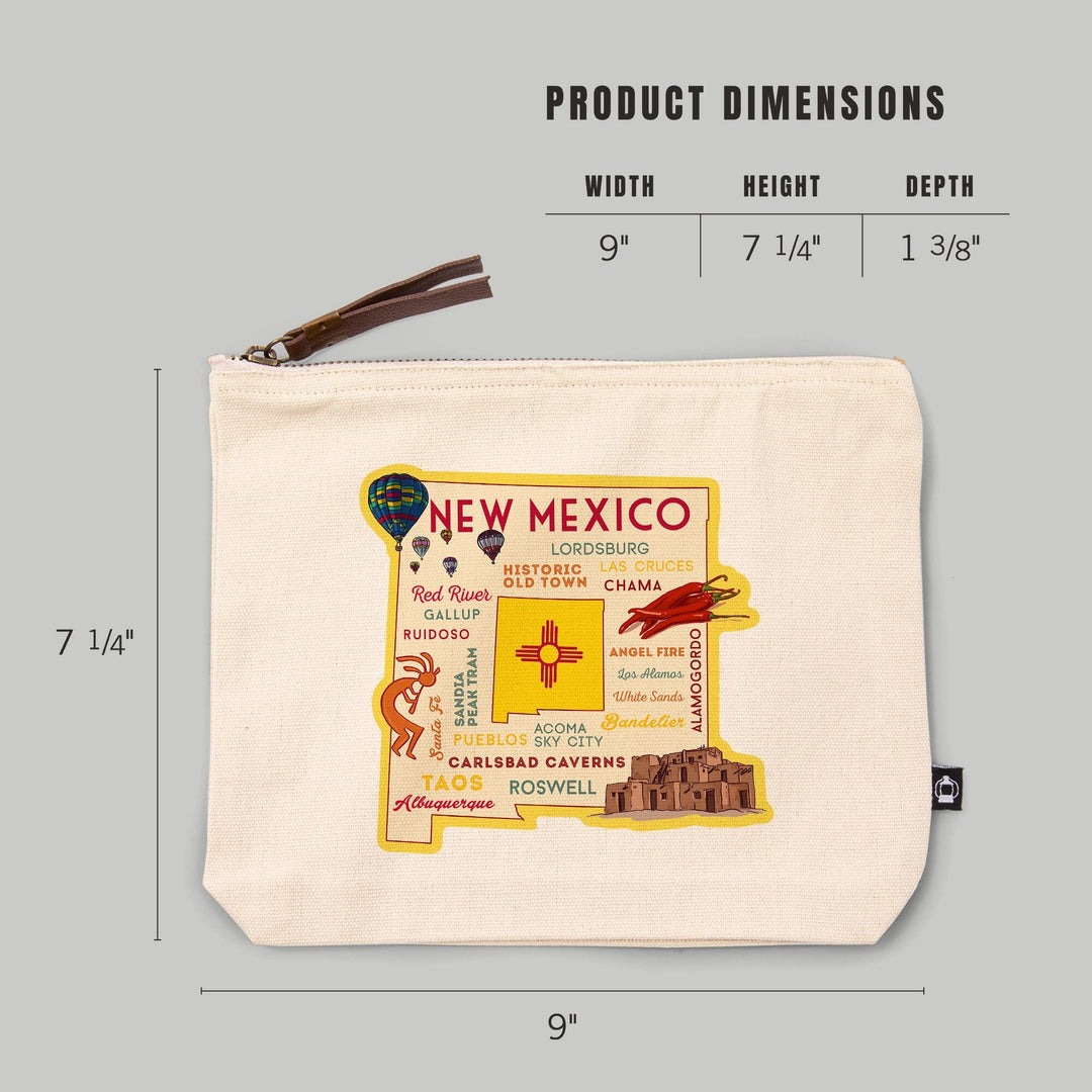 New Mexico, Typography & Icons, Contour, Lantern Press Artwork, Accessory Go Bag Totes Lantern Press 