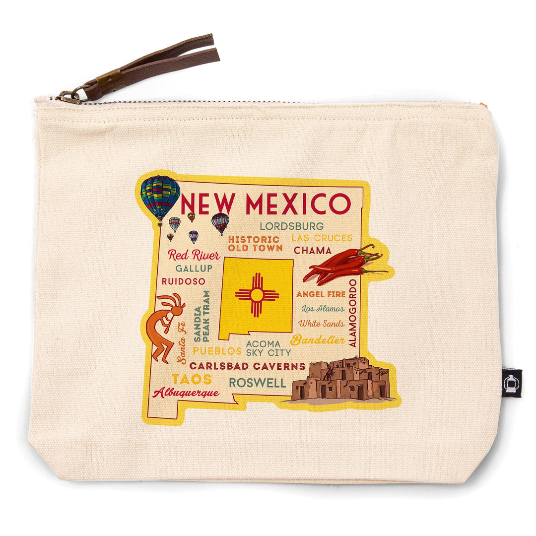 New Mexico, Typography & Icons, Contour, Lantern Press Artwork, Accessory Go Bag Totes Lantern Press 