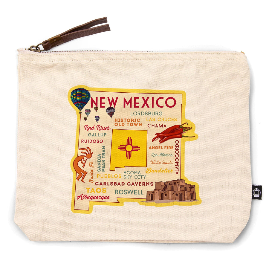 New Mexico, Typography & Icons, Contour, Lantern Press Artwork, Accessory Go Bag Totes Lantern Press 