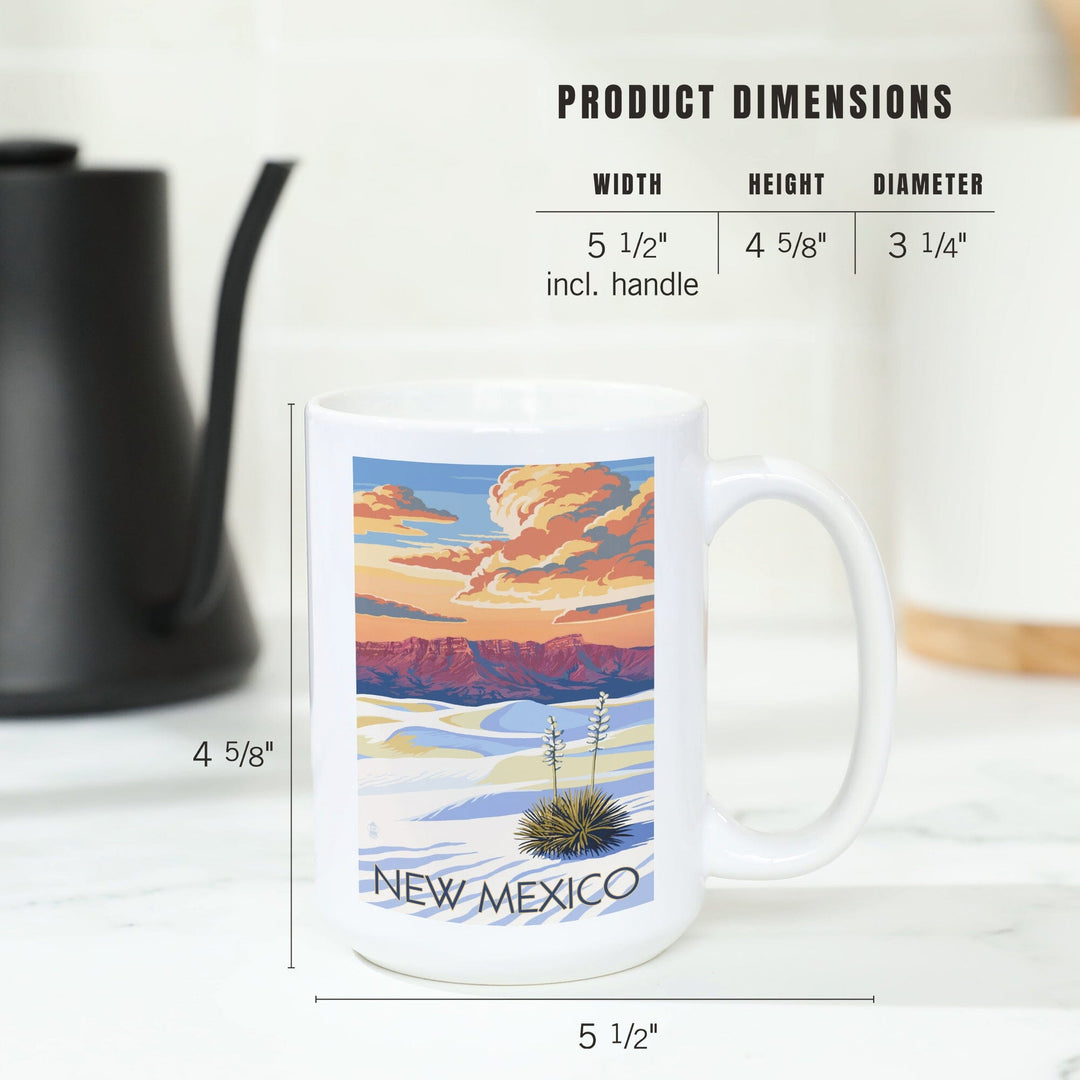 New Mexico, White Sands Sunset, Lantern Press Artwork, Ceramic Mug Mugs Lantern Press 