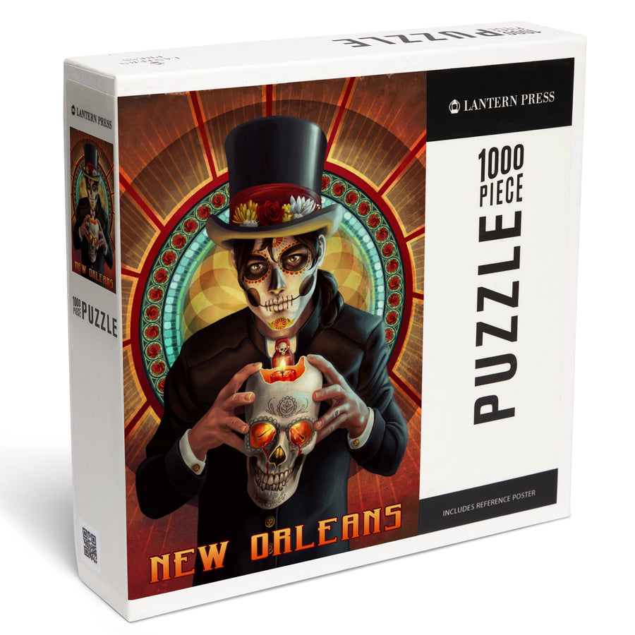 New Orleans, Day of the Dead, Man and Candle, Jigsaw Puzzle Puzzle Lantern Press 
