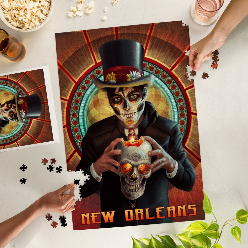 New Orleans, Day of the Dead, Man and Candle, Jigsaw Puzzle Puzzle Lantern Press 