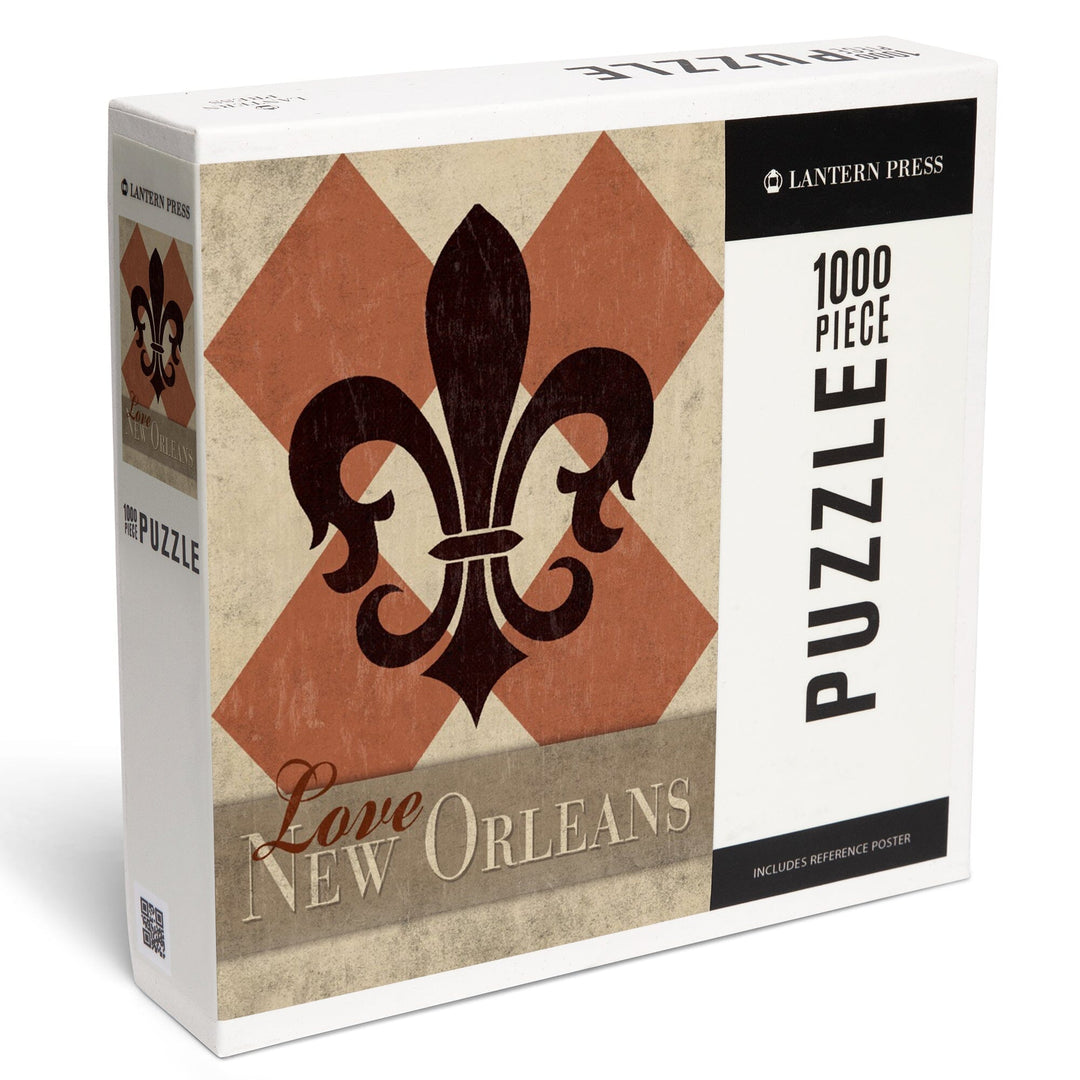 New Orleans, LA, Love Louisiana, Argyle with Fleur De Lis, Jigsaw Puzzle Puzzle Lantern Press 