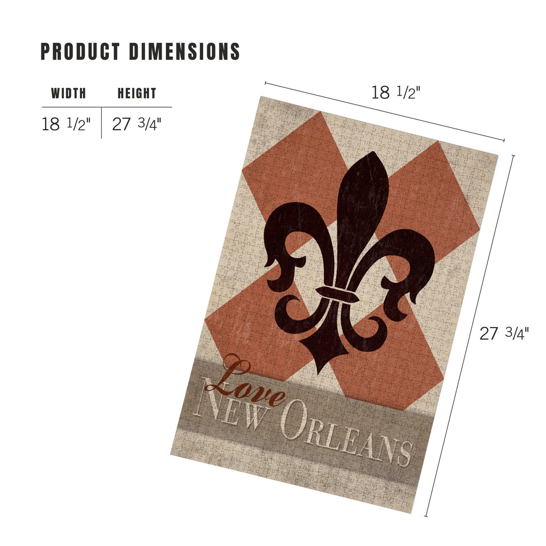 New Orleans, LA, Love Louisiana, Argyle with Fleur De Lis, Jigsaw Puzzle Puzzle Lantern Press 