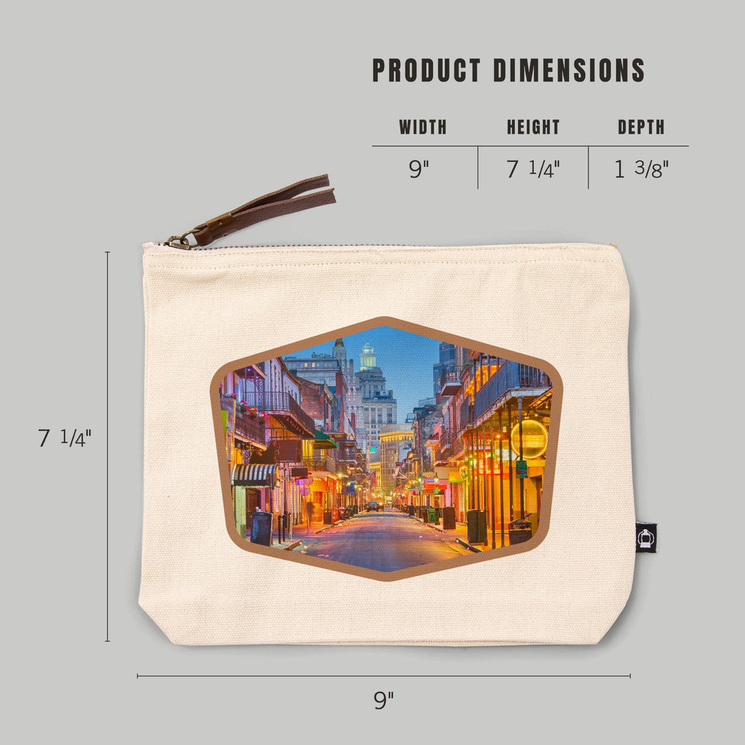 New Orleans, Louisiana, Bourbon Street at Night,, Organic Cotton Zipper Pouch, Go Bag Go Bag Lantern Press 