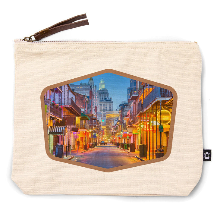 New Orleans, Louisiana, Bourbon Street at Night,, Organic Cotton Zipper Pouch, Go Bag Go Bag Lantern Press 