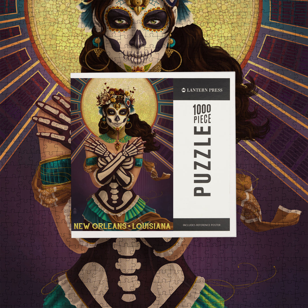 New Orleans, Louisiana, Day of the Dead, Crossbones, Jigsaw Puzzle Puzzle Lantern Press 