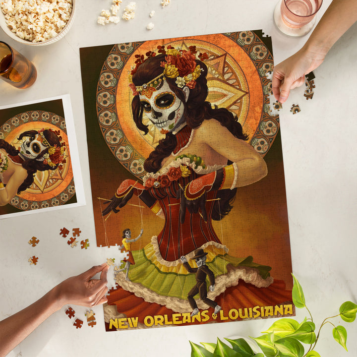 New Orleans, Louisiana, Dia De Los Muertos Marionettes, Day of the Dead, Jigsaw Puzzle Puzzle Lantern Press 