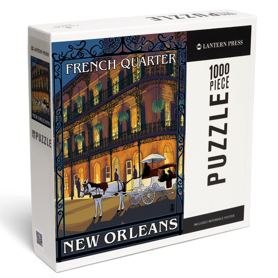 New Orleans, Louisiana, French Quarter at Night, Jigsaw Puzzle Puzzle Lantern Press 