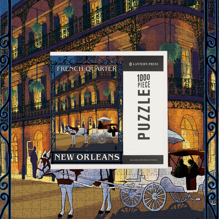 New Orleans, Louisiana, French Quarter at Night, Jigsaw Puzzle Puzzle Lantern Press 