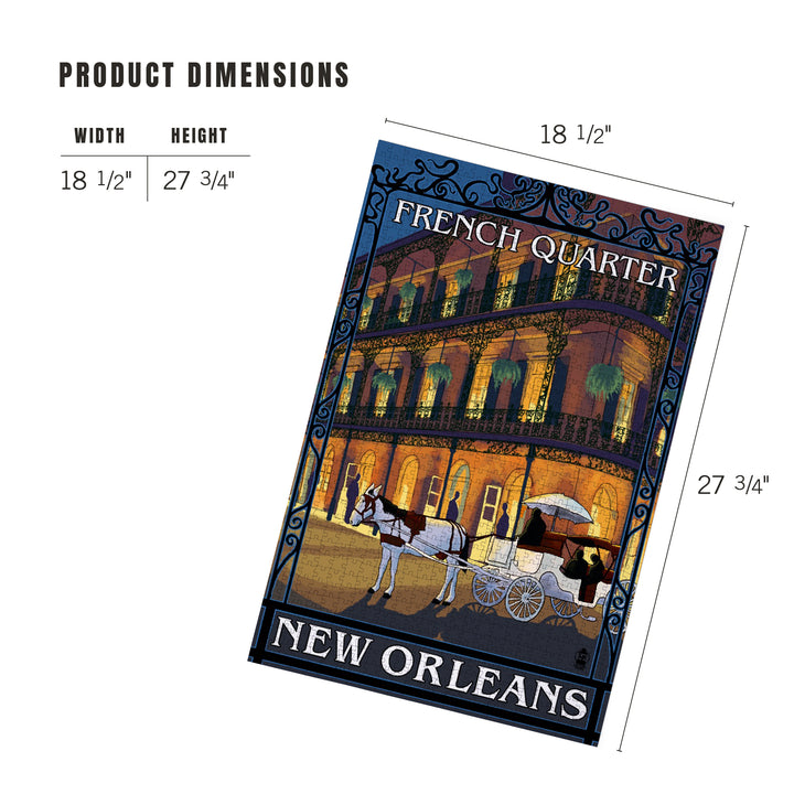 New Orleans, Louisiana, French Quarter at Night, Jigsaw Puzzle Puzzle Lantern Press 