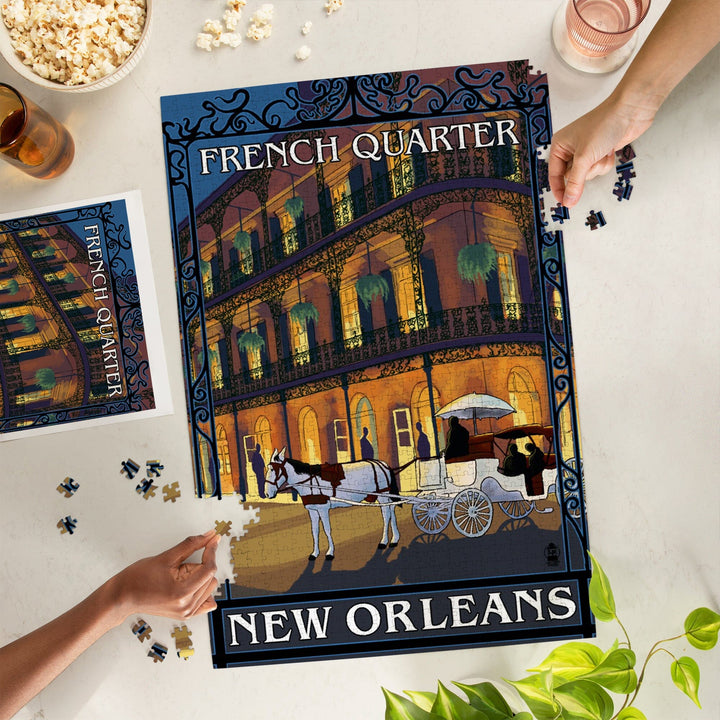 New Orleans, Louisiana, French Quarter at Night, Jigsaw Puzzle Puzzle Lantern Press 