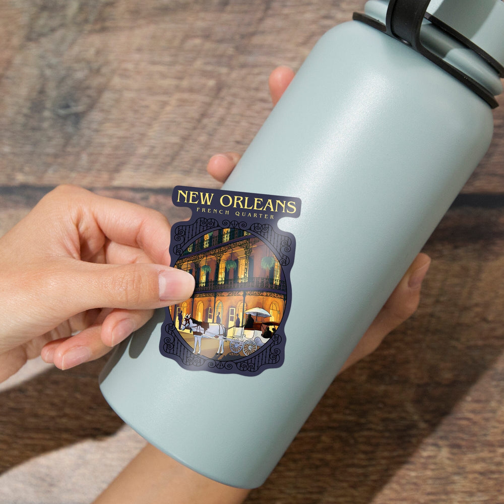New Orleans, Louisiana, French Quarter, Contour, Lantern Press Artwork, Vinyl Sticker Sticker Lantern Press 
