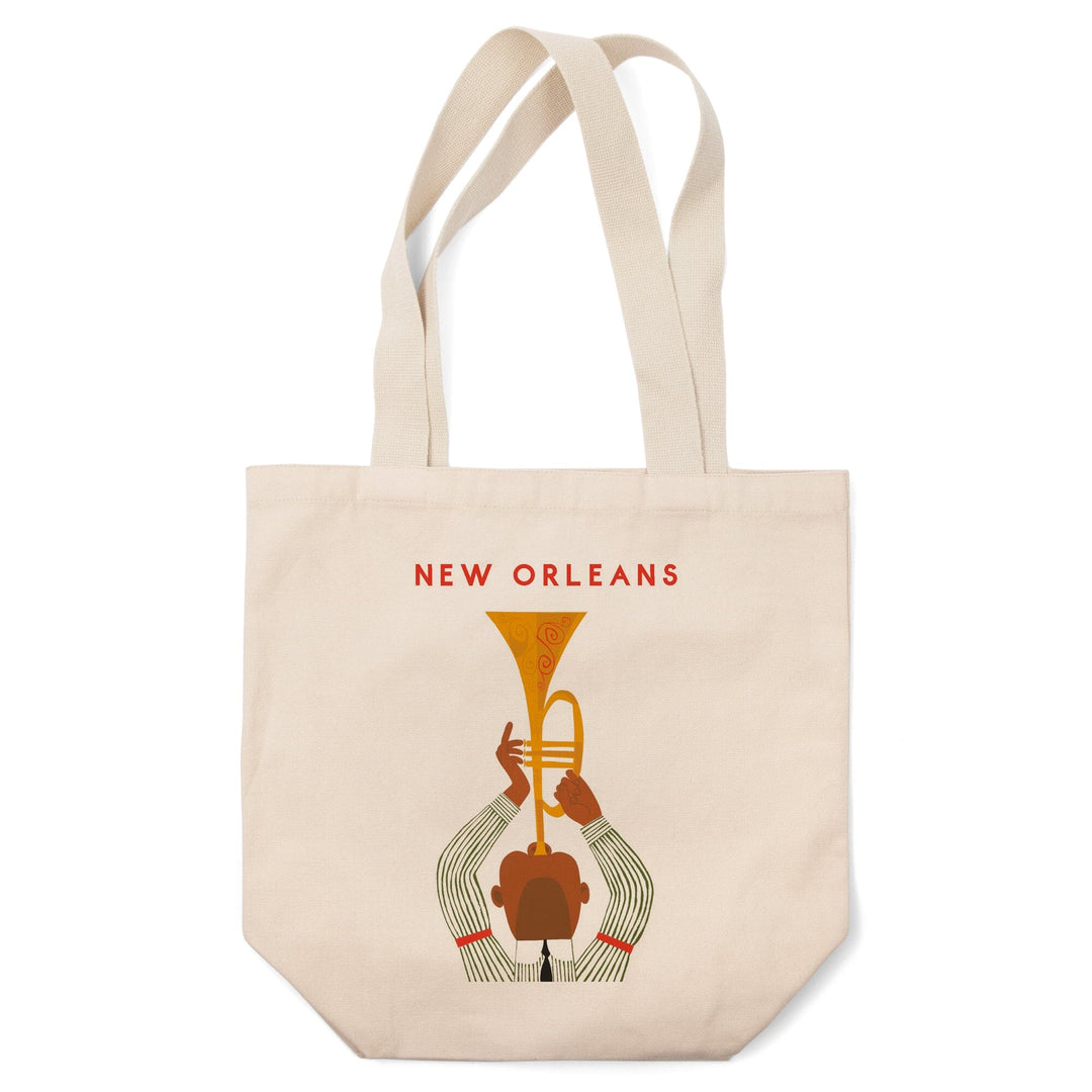 New Orleans, Louisiana, Horn Player, Lantern Press Artwork, Tote Bag Totes Lantern Press 