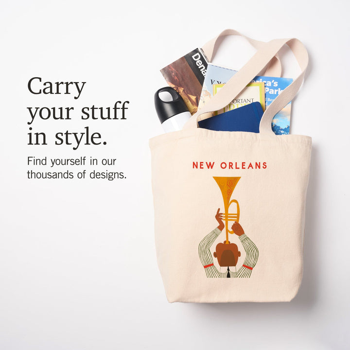 New Orleans, Louisiana, Horn Player, Tote Bag Totes Lantern Press 
