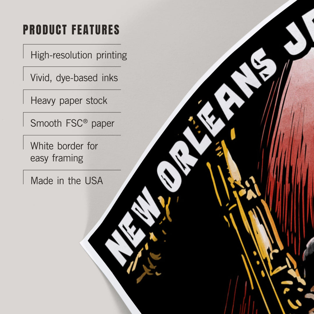 New Orleans, Louisiana, Jazz Band, Scratchboard, Art & Giclee Prints Art Lantern Press 