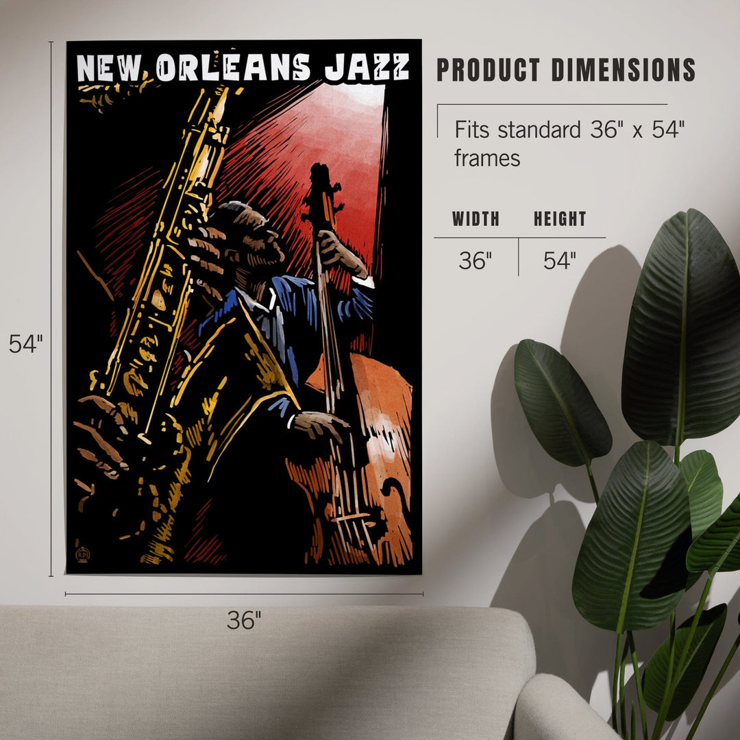New Orleans, Louisiana, Jazz Band, Scratchboard, Art & Giclee Prints Art Lantern Press 
