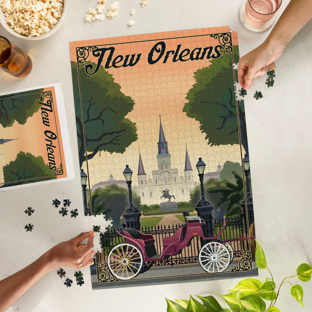 New Orleans, Louisiana, Litho, Jigsaw Puzzle Puzzle Lantern Press 