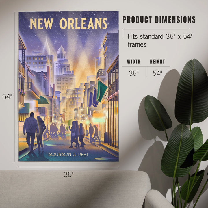 New Orleans, Louisiana, Lithograph, City Series, Bourbon Street Art Lantern Press 