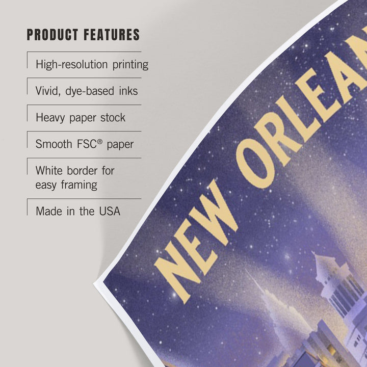 New Orleans, Louisiana, Lithograph, City Series, Bourbon Street Art Lantern Press 